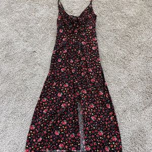 Black spaghetti strap dress with flower print